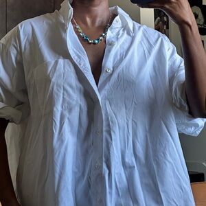 Joe Fresh Multicolor Statement Necklace Blue Green Gold Tone